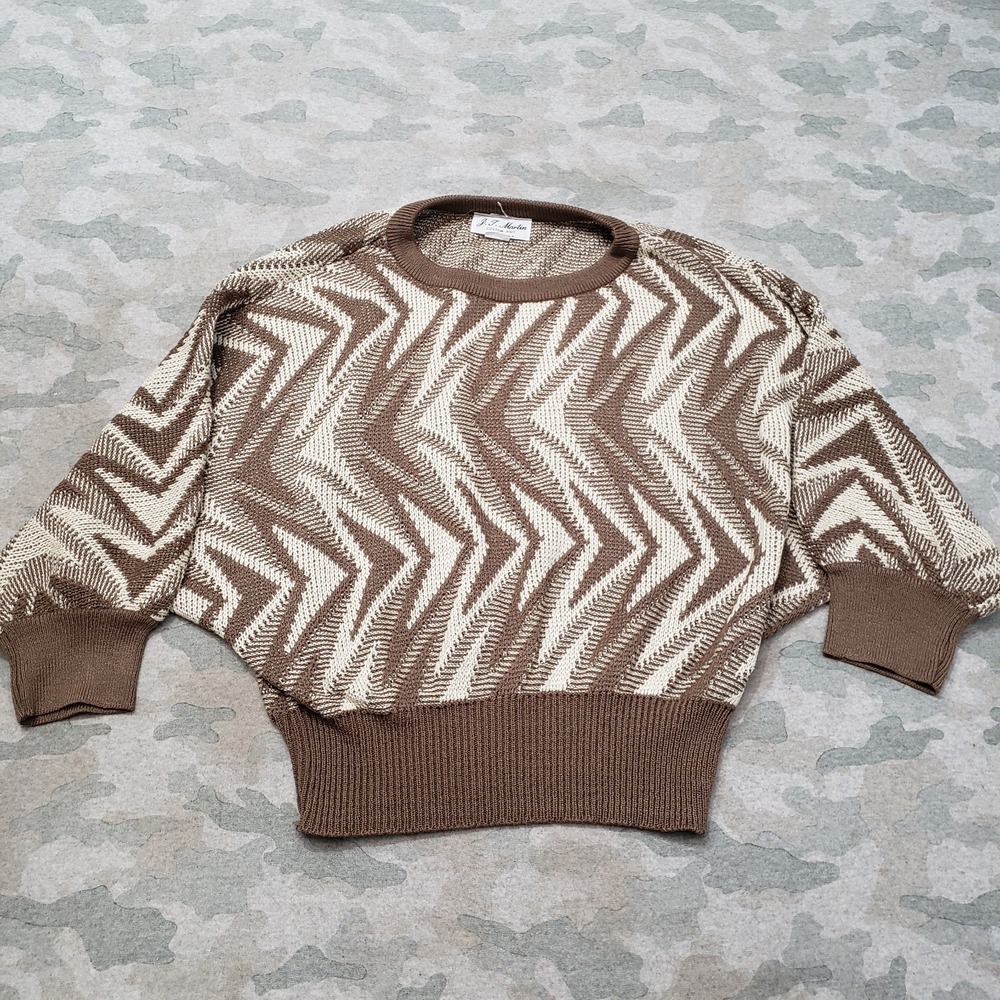 VTG J. T. Martin Sweater Womens 16 1/2 Brown Pullover Long Sleeve